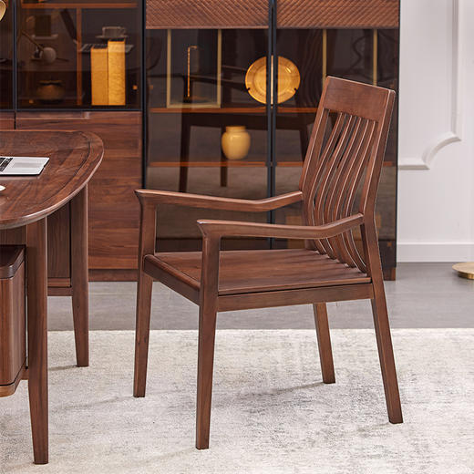 【现代实木风-NJT4204C03书椅】现代实木/ 现代简约/书房/北美黑胡桃/实木书椅 商品图0