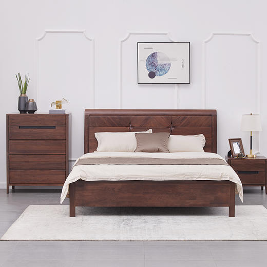 【现代实木风-NJT1501斗柜】现代实木/现代简约/卧室/北美黑胡桃/ 实木五斗柜 商品图3