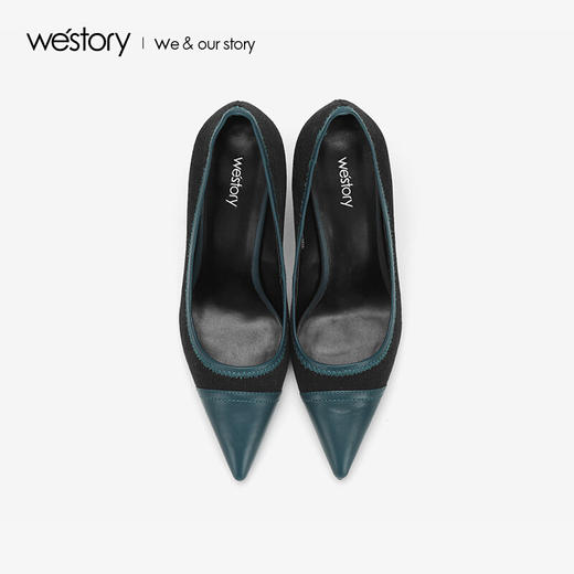 westory商场同款胎牛欧美风金典百搭职场社交细跟尖头女单鞋W283E70511 商品图1