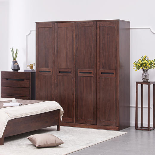 【现代实木风-NJT1401-180C03衣柜】现代实木/现代简约/卧室/北美黑胡桃/实木衣柜 商品图2