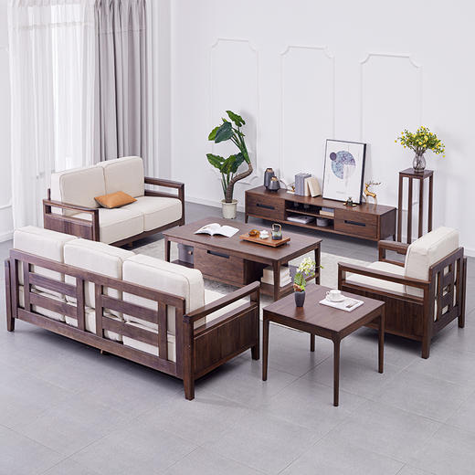 【现代实木风-NJT2101沙发】现代实木/现代简约/客厅/北美黑胡桃/实木沙发 商品图2