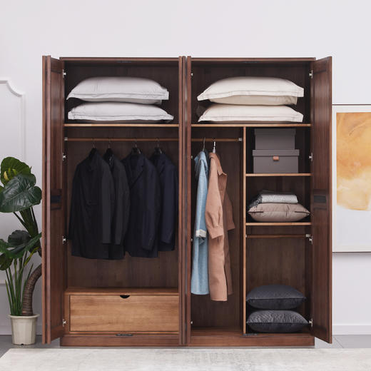 【现代实木风-NJT1401-180C03衣柜】现代实木/现代简约/卧室/北美黑胡桃/实木衣柜 商品图1