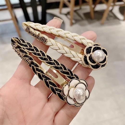 【小香风山茶花发夹手工编制气质BB夹】半丸子头顶夹边夹发饰女 商品图1