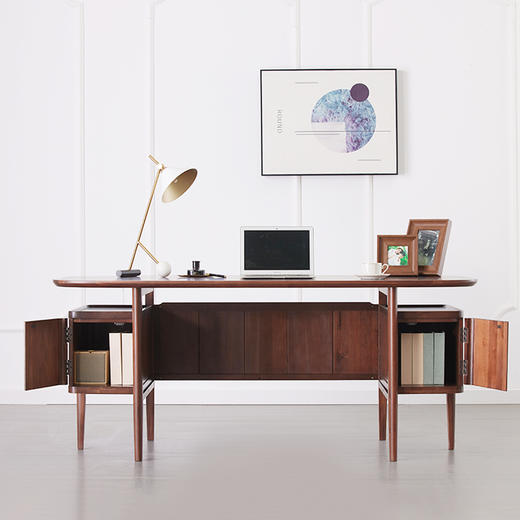 【现代实木风-NJT4101-160C03书桌】现代实木/代简约/书房/北美黑胡桃/实木书桌 商品图1