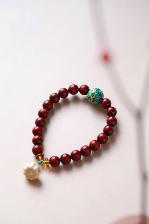 【青山特惠】原创设计-紫檀0.8cm配大漆珠合金南瓜手串 y37 商品图1