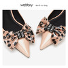 westory2019新款性感豹纹尖头平底单鞋女蝴蝶结休闲风W29AE50081 商品缩略图3