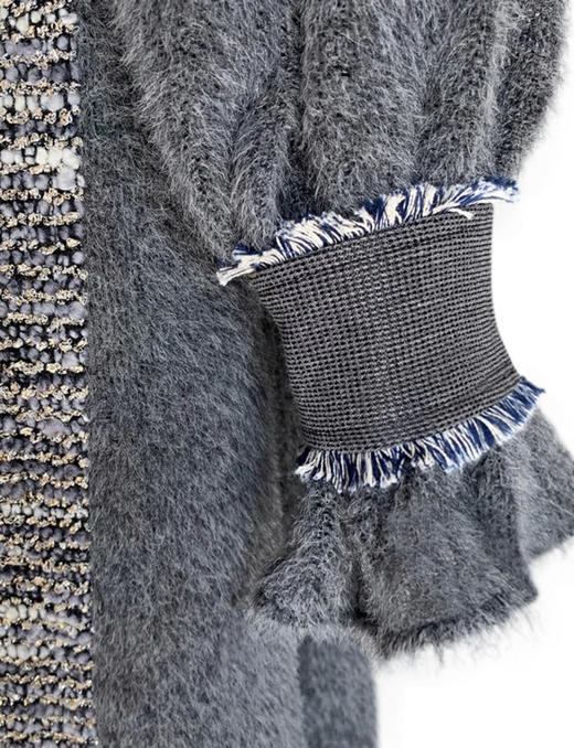 TYNVIE 灯笼袖拼接中长大衣 - 灰色 商品图3