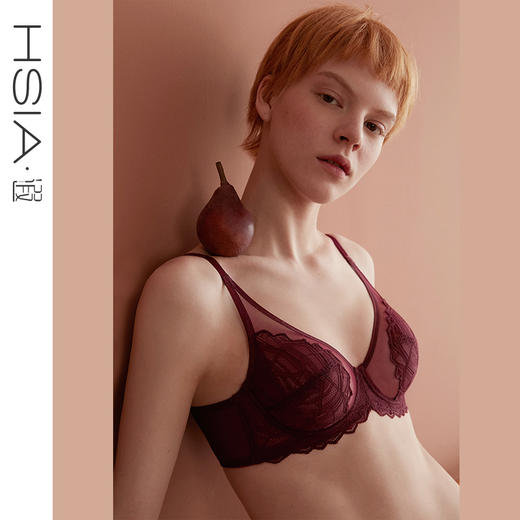 HSIA遐 超薄内衣女 波普三角薄款大码全罩杯有钢圈防滑胸罩大胸显小文胸 商品图1