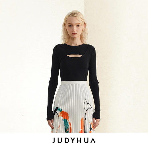 JUDYHUA 胸部镂空设计针织打底上衣 商品图3