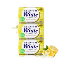 KAO花王 WHITE天然植物沐浴柠檬花香护肤香皂 130G*3 日本