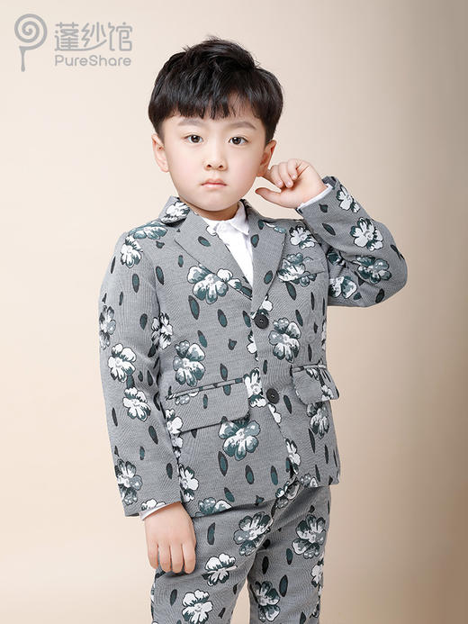 非质量问题不退换哦~pureshare蓬纱馆 墨绿碎花西装套装童装西服套装生日宴会走秀款 商品图1