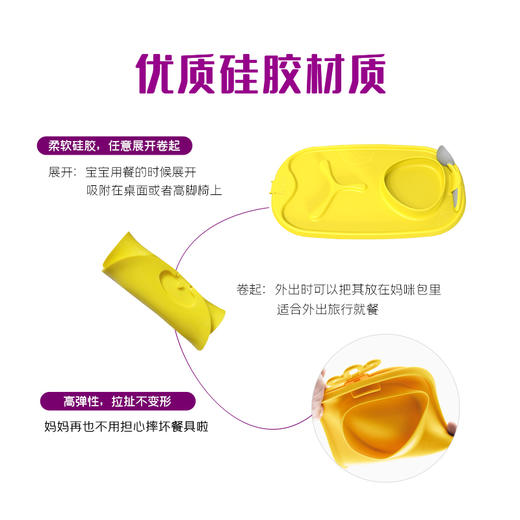 澳洲 B.box儿童带勺硅胶餐垫  宝宝辅食吸盘式硅胶餐具 可折叠 商品图4