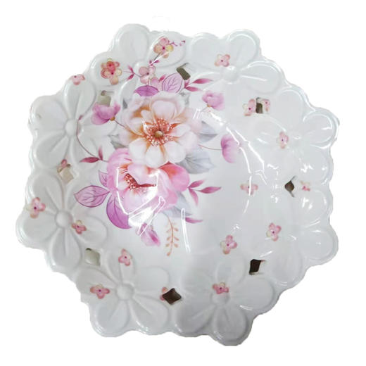 【7.5元/个】Y兴恒峰八角镂空686果盘8.5寸（1115063） 商品图0