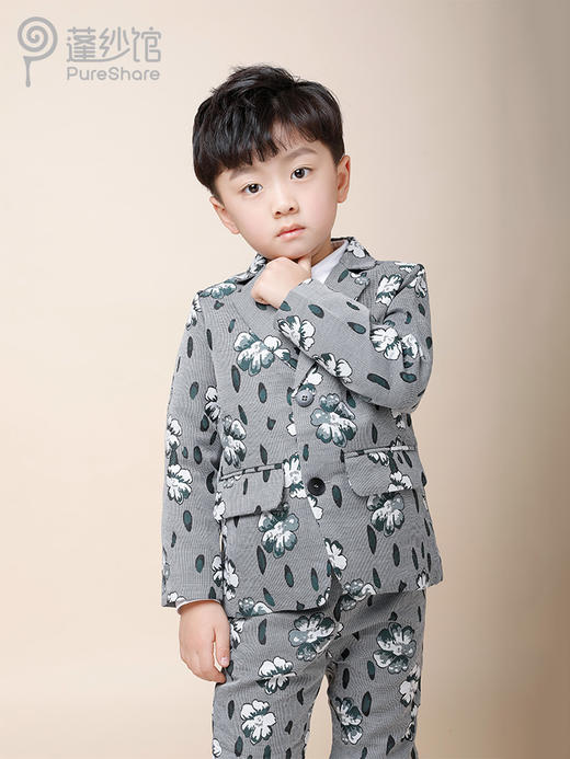 非质量问题不退换哦~pureshare蓬纱馆 墨绿碎花西装套装童装西服套装生日宴会走秀款 商品图0