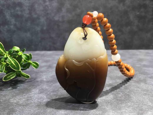 【御珠宫坊】糖白玉并蒂同心手把件 商品图1