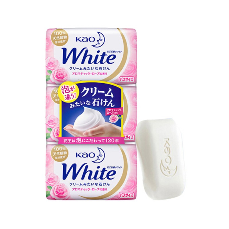 KAO花王 WHITE天然植物沐浴玫瑰护肤香皂 130G*3 日本