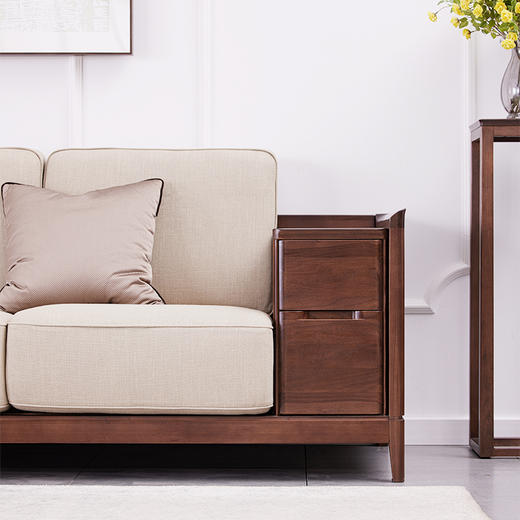 【现代实木风-NJT2104-2105-2106沙发】现代实木/ 现代简约/客厅/北美黑胡桃/实木沙发 商品图2