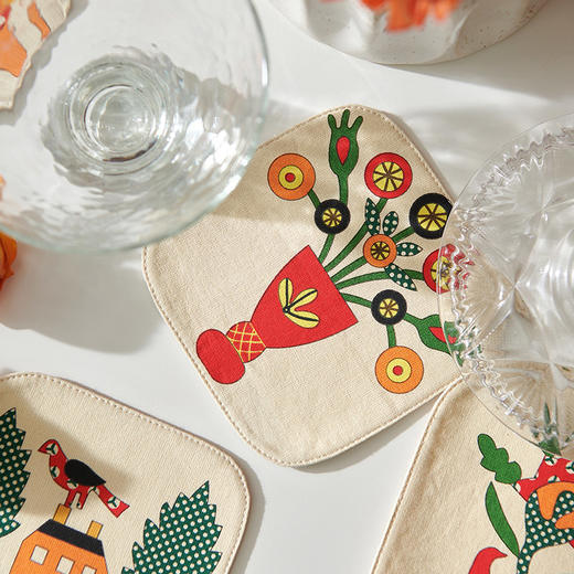 中古图案杯垫布艺咖啡杯垫创意北欧防烫隔热茶杯 商品图1