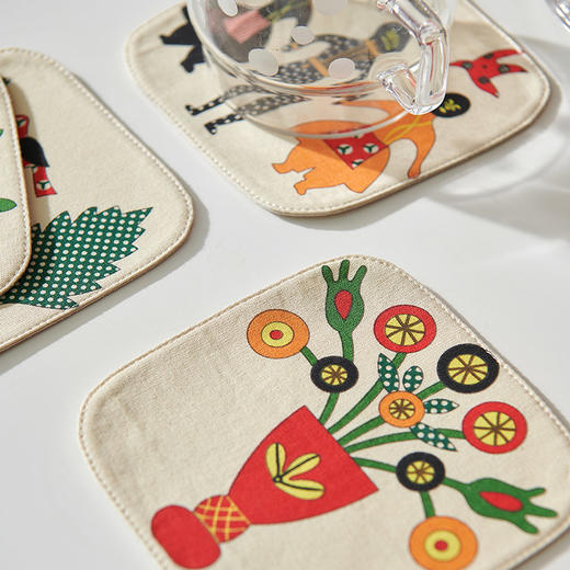 中古图案杯垫布艺咖啡杯垫创意北欧防烫隔热茶杯 商品图2