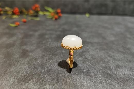 【御珠宫坊】金镶羊脂白玉戒指 商品图2