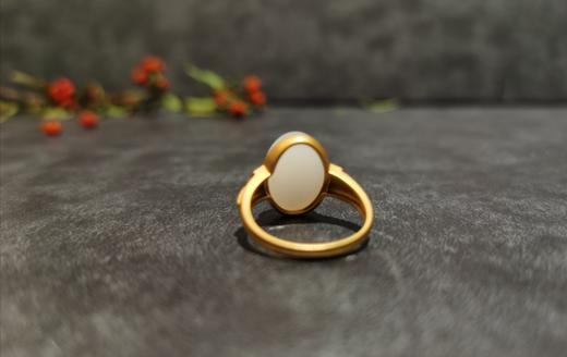 【御珠宫坊】金镶羊脂白玉戒指 商品图2