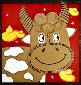 《创意纸板装饰画“牛运当头”》【自动发货：下单后，点击手机短信中收到的链接，即可获取文件下载的链接；如有任何问题，可添加客服微信hm33268获得帮助】
