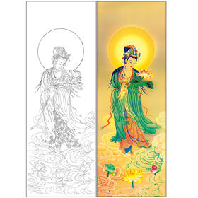 竖幅工笔人物白描底稿 西方三圣 南无大势至菩萨-观音佛像-SF10