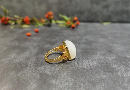 【御珠宫坊】金镶羊脂白玉戒指 商品图2