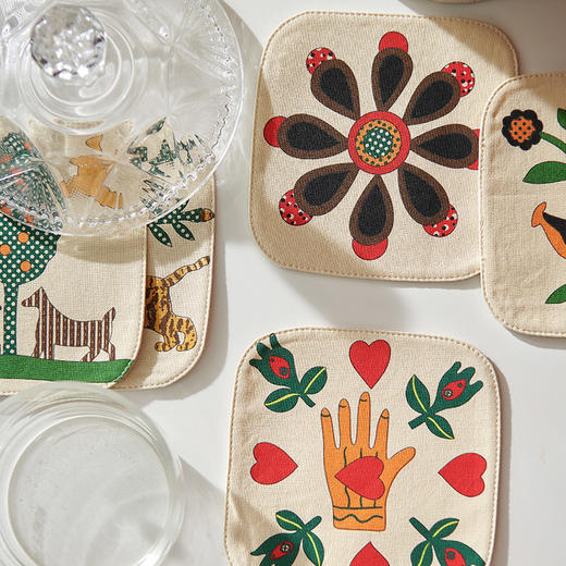 中古图案杯垫布艺咖啡杯垫创意北欧防烫隔热茶杯 商品图3