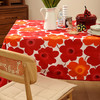 西柚红花朵桌布花卉桌布红色新年餐桌布 商品缩略图1