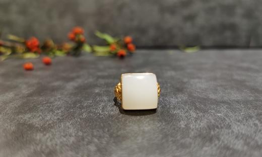 【御珠宫坊】金镶羊脂白玉戒指 商品图1