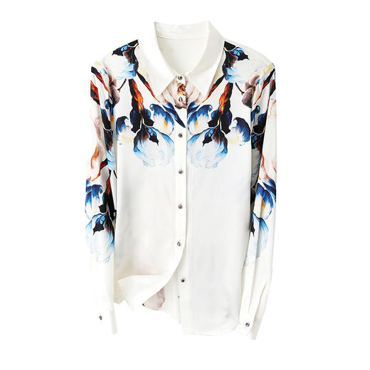 上海旗袍厂ASE-9099  印染立领知性真丝衬衫 商品图4