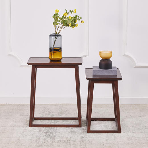 【现代实木风-NJT5312/13休闲几】现代实木风/现代简约/客厅/楸木/实木高低方几 商品图1