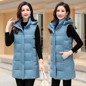 JCG-5488秋冬新款羽绒棉韩版中长款妈妈装坎肩大码女士背心