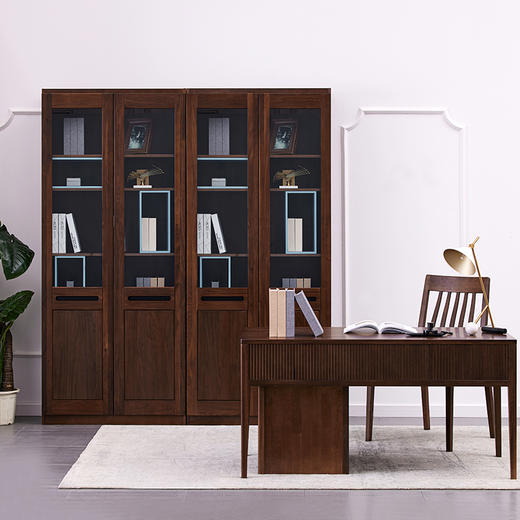 【现代实木风-NJT4102书桌】现代实木/现代简约/书房/北美黑胡桃/实木书桌+小柜 商品图2