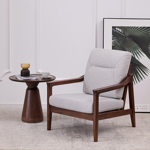 【现代实木风-NJN5101C03T休闲沙发】现代实木/现代简约/客厅/北美黑胡桃/实木休闲沙发 商品图3