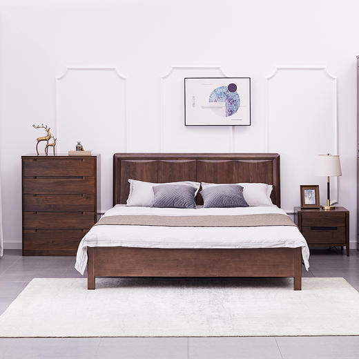 【现代实木风-NJT1103C01床】现代实木/现代简约/卧室/北美黑胡桃/实木床 商品图3