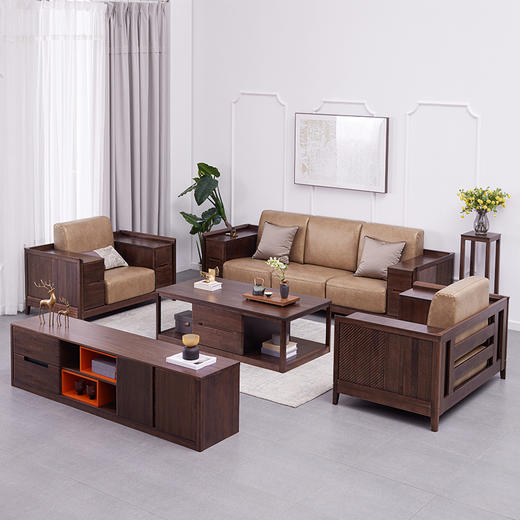 【现代实木风-茶几NJT2201】现代简约/客厅/北美黑胡桃/实木茶几 商品图3