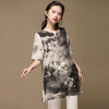 上海旗袍厂AYK-QF-200412水墨中长款国风改良圆领唐装2021春夏新款女装复古七分袖上衣女 商品缩略图1