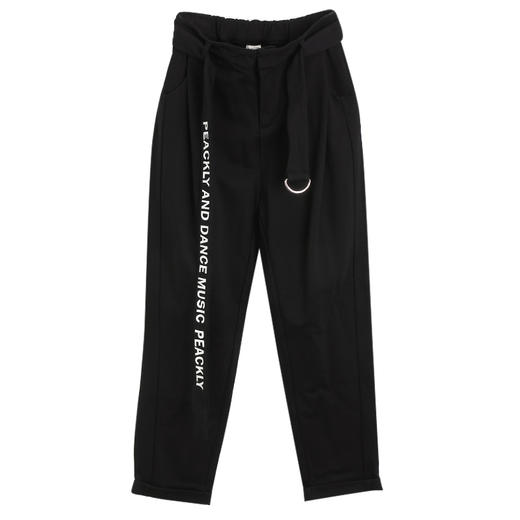 T潮流前线橡筋女九分裤2017年冬装新品时尚腰带橡筋哈伦裤韩版百 商品图4