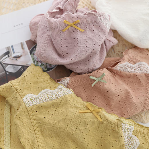 原创3D浮雕蕾丝感镂空棉女内裤纯棉提花日系抗菌三角裤小清新 商品图3