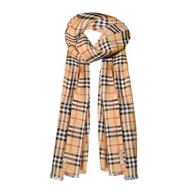 BURBERRY/巴宝莉 女士格纹丝毛混纺围巾 4078965JPY带授权招加盟代理