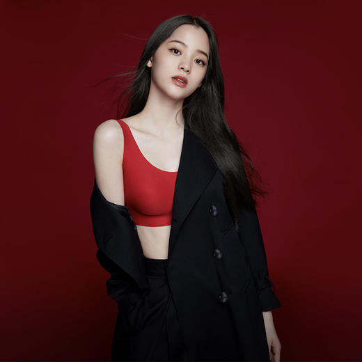 欧阳娜娜同款黛唯梵大红色bras本命年无尺码背心式文胸圣诞红乳胶内衣女圣诞七夕情人节 商品图0