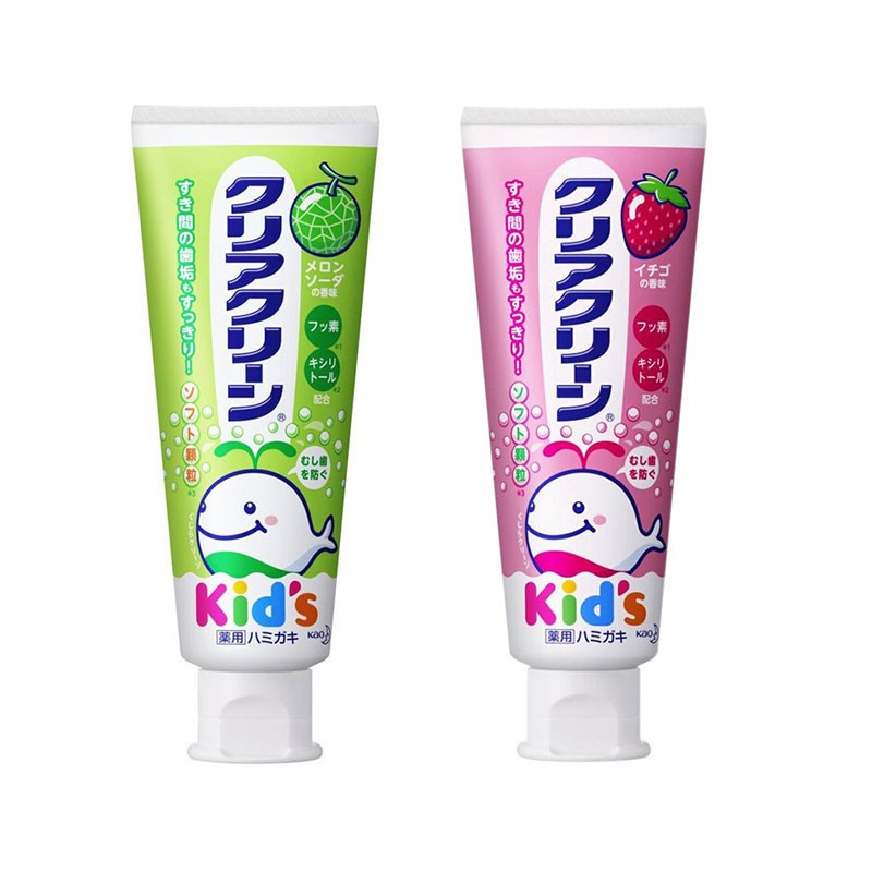 KAO/花王 CLEAR CLEAN 儿童牙膏 哈密瓜味 70G + 草莓味 70GJPY带授权招加盟代理