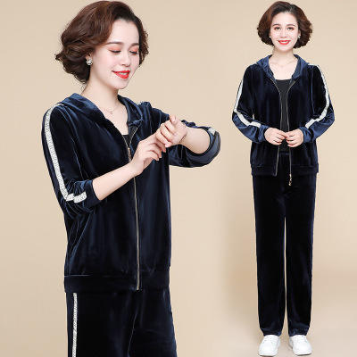 AML  19C186金丝绒两件套中老年妈妈装时尚运动装 商品图7