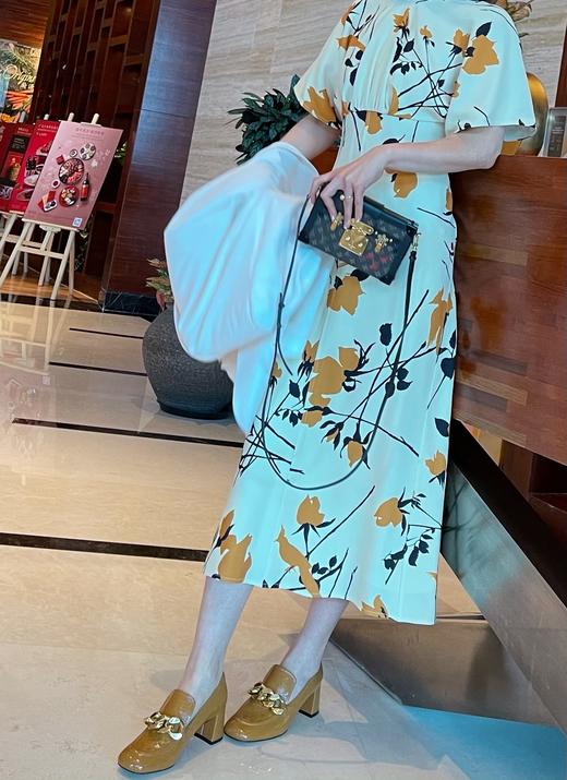 westory乐福鞋女2021春季新款链条真皮高跟一脚蹬单鞋52881 商品图5