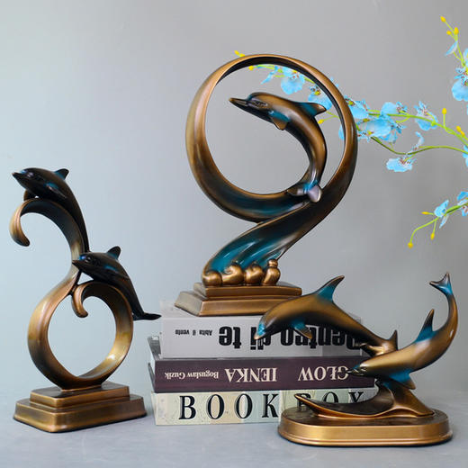 【家居摆件】*北欧海豚摆件家居饰品客厅酒柜装饰品现代简约创意树脂工艺品摆设 商品图1