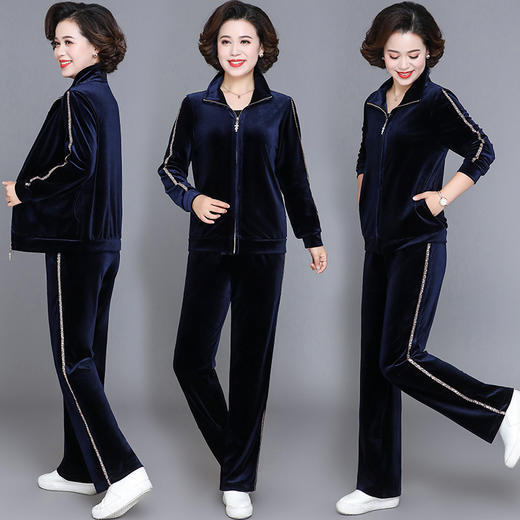 AML  19C186金丝绒两件套中老年妈妈装时尚运动装 商品图0