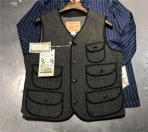 古着康正Labour union/LU115/多口袋猎装羊毛提花呢马甲 商品图0
