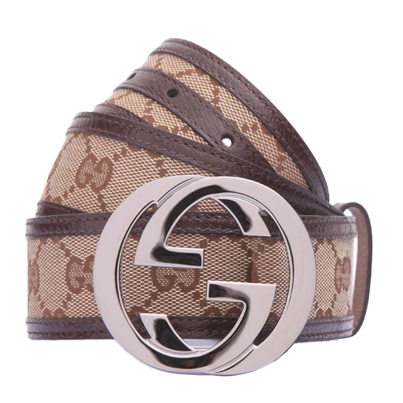 GUCCI/古驰 乌木色织物配皮男士腰带 114984-F40IR-9643JPY带授权招加盟代理